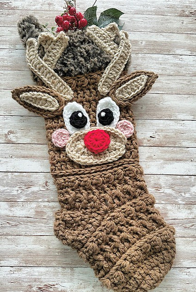 Winter Rudolph Crochet Stocking Class